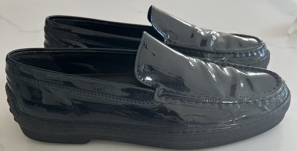 Tod's Women's Black Patent Leather Loafers Size 37 Flat Slip On Shoes Italian